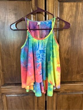 Girls Tie-Dye Scoop Neck Tank Top - Rainbow